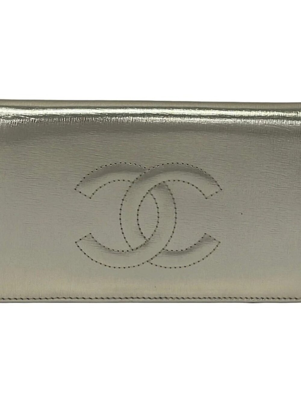CHANEL Gold Leather Long Wallet